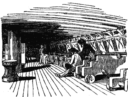 Орудийная палуба на парусном корабле