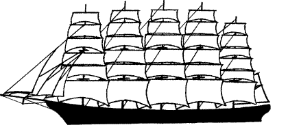 Пятимачтовый фрегат с разрезными парусами